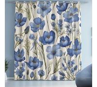 Tyafsgvqo Motif Floral Bleu Rideau 140x180 cm, Rideau Fleur Plante Sauvage, Lot de 2 Rideaux Occultant Opaque à Oeillets, Thermique Isolant Anti Froid, pour Chambre, Salon, Chambre Enfant