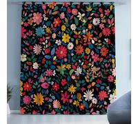 Tyafsgvqo Motif Floral Botanique Rideau Occultant, Thermique Isolant Anti Froid, Rideau Fleur Marguerite Coloré, 140x240 cm Lot de 2 Rideaux Opaque à Oeillets, pour Chambre, Salon, Chambre Enfant