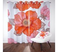 Tyafsgvqo Motif Floral Rouge Rideaux Occultant Thermique Isolant, Rideau Fleur Élégant Moderne, Anti Froid et Bruit, 234x137 cm Lot de 2 Rideaux Opaque Oeillets pour Chambre Salon Cuisine