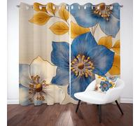 Tyafsgvqo Motif Floral Rural Rideaux Occultant Thermique Isolant, Rideau Fleur Botanique Ferme Vintage, Anti Froid et Bruit, 140x240 cm Lot de 2 Rideaux Opaque Oeillets pour Chambre Salon Cuisine