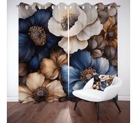 Tyafsgvqo Motif Floral Style Ferme Rideau Thermique Anti Chaleur, Rideau Fleur Élégant Vintage Rural 140x210 cm Lot de 2 Rideaux Occultant Opaque Phonique Anti Bruit Oeillets pour Porte Chambre Salon