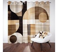 Tyafsgvqo Motif Géométrique Brun Rideau 140x180 cm Isolant Thermique, Rideau Art Moderne Abstrait Simplicité - Rideaux Lot de 2 Occultant à Oeillets, Phonique Anti Bruit pour Chambre, Fenêtre de Salon