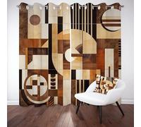 Tyafsgvqo Motif Géométrique Vintage Rideau Occultant Lot de 2, Rideau Cercle Rayures Géométrie Abstrait, Anti Froid, Rideaux Opaque à Oeillets, pour Chambre, Salon, Chambre Enfant, 280x260 cm