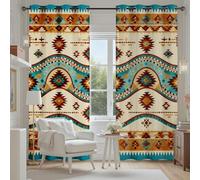 Tyafsgvqo Motif Tribal Sud-Ouest Rideaux Occultant Thermique Isolant, Rideau Aztèque Navajo Ethnique Bohème Géométrique, Anti Froid et Bruit, 140x225 cm Lot de 2 Rideaux Oeillets pour Chambre Salon