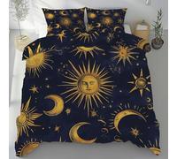Tyafsgvqo Musique Soleil Lune Parure de Lit 200x200 Microfibre, Astrologie Bohème Médiéval Housse de Couette 2 Personnes, Literie Linge de Lit avec Fermeture Éclair et 2 Taies d'oreiller 65x65