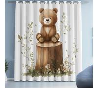 Tyafsgvqo Ourson Mignon Rideau Occultant, Thermique Isolant Anti Froid, Rideau Ours de Dessin Animé, Lot de 2 Rideaux Opaque à Oeillets, pour Chambre, Salon, Chambre Enfant, 280x240 cm