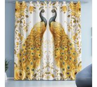 Tyafsgvqo Paon Or Rideau Occultant, Thermique Isolant Anti Froid, Rideau Fleur Botanique Rétro, 140x240 cm Lot de 2 Rideaux Opaque à Oeillets, pour Chambre, Salon, Chambre Enfant