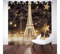 Tyafsgvqo Paris Tour Eiffel Rideau Fenetre Occultant, Rideau Paysage Urbain Esthétique Romantique, Lot de 2 Rideaux 280x180 cm à Oeillets Thermique Isolant Anti Froid pour Chambre Salon Dressing