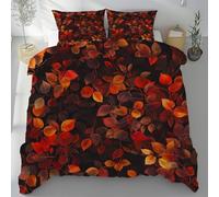 Tyafsgvqo Parure de Lit Motif Botanique, Housse de Couette Feuilles Plante Automne Naturel Microfibre Linge de Lit 240x260 2 Personnes Literie avec Fermeture Éclair et 2 Taies d'oreiller 80x80 cm