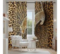 Tyafsgvqo Rideau Léopard 3D, Rideau Occultant Guépard Animaux Sauvages Moderne Abstrait Rideaux Thermique Isolant pour Salon Chambre Fenetre, Lot de 2 Rideaux à Oeillet Opaque, 140x240 cm (LxH)