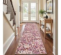 Tyafsgvqo Tapis Couloir Long Léopard Rose, Tapis de Passage Chic Esthétique Moderne Abstrait - 60x200 cm Antidérapant Lavable, Doux Poil Ras Descente de Lit pour Chambre, Cuisine, Salon, Entrée