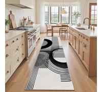 Tyafsgvqo Tapis de Couloir 60x240 Motif Géométrique Abstrait, Rayures Cercle Noir Blanc Minimaliste Paillasson Interieur Entree, Tapis de Cuisine Long Antidérapant et Lavable, pour Salon Passage