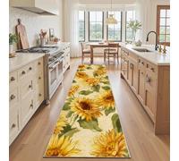 Tyafsgvqo Tapis de Couloir 60x300 Bouquet Tournesol, Floral Peinture à l'huile Rétro Paillasson Interieur Entree, Tapis de Cuisine Long, Descente de Lit Antidérapant et Lavable, pour Salon Passage