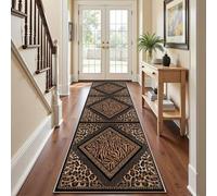 Tyafsgvqo Tapis de Couloir Léopard Zébré 60x300 cm, Tapis de Cuisine Animal Animaux Sauvages Ferme Vintage Long Antidérapant et Lavable, Doux Poil Ras pour Passage, Entrée, Chambre, Salon, Buanderie