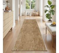 Tyafsgvqo Tapis de Couloir Marron Moderne Abstrait 60x300 cm, Tapis de Cuisine Grain de Bois Effet Vieilli Long Antidérapant et Lavable, Doux Poil Ras pour Passage, Entrée, Chambre, Salon, Buanderie