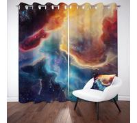 Tyafsgvqo Univers Nébuleuse Rideaux Occultant Thermique Isolant, Rideau Galaxie Ciel Étoilé Fantastique Coloré, Anti Froid et Bruit, 140x240 cm Lot de 2 Rideaux Oeillets pour Chambre Salon Cuisine