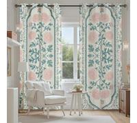 Tyafsgvqo Vintage Botanique Fleur Feuilles Rideau Fenetre Occultant, Rideau Motif Floral Style Pastoral Lot de 2 Rideaux à Oeillets Thermique Isolant Anti Froid pour Chambre Salon Dressing 280x200 cm