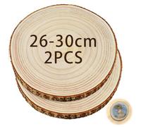 Tyafzzn Lot de 2 disques ronds en bois naturel - Diamètre : 26 à 30 cm - Épaisseur : environ 25 mm - Pour bricolage, décoration, mariage, Noël