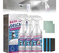 Tyafzzn Lot de 3 mousses décapantes pour salle de bain, 60 ml, nettoyant pour taches de salle de bain, agent de nettoyage déroulant, spray détartrant de salle de bain avec 3 éponges bleues