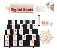 Tyafzzn Rummy Lot de 106 pions et 4 supports de pions doubles, dés, sablier de 30 s, jeu de voyage compact pour enfants et adultes