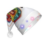 TYANG Bonnet de Noël brodé coloré imprimé papillon chapeau de Père Noël ruban lumières LED chapeau de Père Noël lumineux