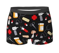 TYANG Boxer imprimé à motif de médecine de dessin animé pour homme - Confort quotidien - Coton extensible - Évacuation de l'humidité, Noir/blanc, S