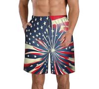 TYANG Short de plage pour homme avec drapeau américain, léger, taille élastique, cordon de serrage, short décontracté avec, Jardin blanc/opulent, XXL