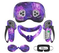Tyasoleil Étui en silicone compatible avec Meta/Oculus Quest 3S, ensemble d'accessoires de réalité virtuelle, comprend une housse en cuir pour manette, une coque de VR, un couvre-visage, un cache