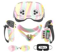 Tyasoleil Étui en Silicone Compatible avec Meta/Oculus Quest 3S, Ensemble d'accessoires de réalité virtuelle, Comprend Une Housse en Cuir pour Manette, Une Coque de VR, Un Couvre-Visage, Un Cache