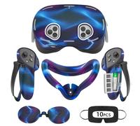 Tyasoleil Étui en silicone compatible avec Meta/Oculus Quest 3S, ensemble d'accessoires de réalité virtuelle, comprend une housse en cuir pour manette, une coque de VR, un couvre-visage, un cache