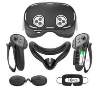 Tyasoleil Étui en silicone compatible avec Meta/Oculus Quest 3S, ensemble d'accessoires de réalité virtuelle, comprend une housse en cuir pour manette, une coque de VR, un couvre-visage, un cache