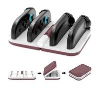 Tyasoleil Station de Recharge Pliante Switch 2, Dock de Charging à 4 Emplacements avec Rangement pour 4 Cartes de Jeux, Indicateurs LED, Support pour Charger 1 à 4 Joy-Cons en Simultané