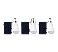 Tyatocepy 3X Lampe D'Ampoule LED Alimenté par Panneau Solaire Lampe D'ÉNergie pour de Camping Extérieure Portative 15W