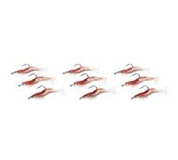 Tyatocepy 9Pcs 6cm/3G Artificiel Leurre de Peche Bionique Crevettes Souple Appat Attirail de Peche Noctulescents Plus Vrai Que Nature avec Crochet Rouge