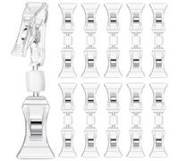 Tyatocepy Lot de 100 mini clips de signalisation double face, transparents, rotatifs, pour fixer des marchandises, support de panneaux, pince de prix en plastique, installation facile, facile