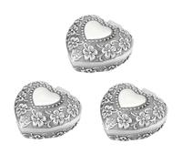 Tyatocepy Lot de 3 boîtes à classiques vintage en forme de cœur - bijou - Cadeau de Noël - Argenté