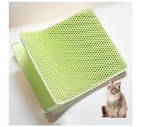 Tapis de litière, nid d'abeille, double couche, facile à nettoyer, moins de déchets, doux pour les pattes, antidérapant, garde la litière hors du sol, vert-L