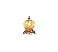 TYBERRY Lustre en Bambou De Style Vintage E27, Suspension en Rotin Tissé À La Main, Abat-Jour en Osier, Luminaire De Plafond, Lampe Suspendue De Décoration De Maison De Thé De Restaurant