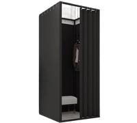 TYBGAU Boutique UK Cabine d'essayage Portable carrée avec Rideau d'ombrage, vestiaire Mobile for magasins de vêtements et casiers temporaires Vestiaire(Svart,100x85x200cm)