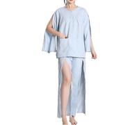 TYBGAU Boutique UK Pyjama d'infirmière à manches longues détachable for patientes alitées, idéal for les soins et la convalescence après une fracture.(Blauw,XXL)