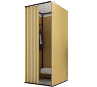 TYBGAU Boutique UK Vestiaire carré avec Rideau d'ombrage, vestiaire Portable et présentoir for magasins de vêtements et Utilisation temporaire Vestiaire(Geel,85x85x200cm)