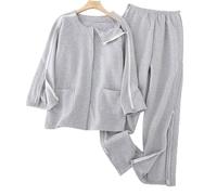 TYBGAU Boutique UK Vêtements de soins aux patients en coton pelucheux, faciles à porter for la rééducation postopératoire des fractures, à l'hôpital et à domicile(Gray a,M)