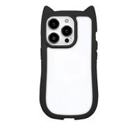 Tybiky Coque de protection compatible avec iPhone 15 Pro Max - Couleur transparente 3D - Oreilles de chat mignon - Anti-chocs - PC et TPU souple - Motif chat - Pour filles et femmes - Noir