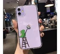 Tybiky Coque de protection pour iPhone 12 - Transparent cristal - Pour iPhone 12 - Motif créatif dinosaure vert - Mode chic - Ultra fine - En silicone - Anti-chocs - Anti-rayures