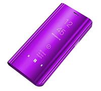 Tybiky Coque pour iPhone SE2020/7/8 Etui Bookstyle Miroir Clair Vue Makeup Smart View Standing Full Body Protecteur Housse Coque Etui à Rabat Coque pour iPhone 7/8 Flip Mirror: Bleu Violet