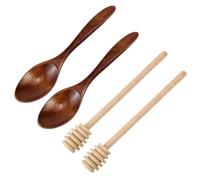 TYBYBB Cuillère à Miel en Bois 4 Pièces Agitateurs à Miel en Bois Naturel, Bâtonnets de Miel en Spirale 15cm, Cuillère en Bois pour Cuisine, pour Miel, Café, Thé, Confiture, Condiments