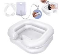 TYBYBB Lavabo gonflable pour les personnes alitées, avec tuyau de vidange de 1 m, lavage des cheveux au lit avec pommeau de douche et sac à eau, pour femmes enceintes, blessées, handicapées, personnes