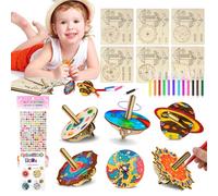 TYBYBB Lot de 12 toupies de peinture en bois - Pour peindre et bricoler - Pour anniversaire d'enfant - Pour enfants