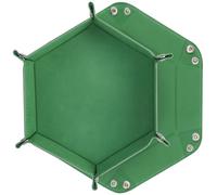 TYBYBB Piste de Dés Pliable, Plateau de Dés Double Face, Plateau Dés Silencieux en Cuir et Velours, Plateau Pliant en Dés Hexagone pour DND RPG 421 Yams et Autres Jeux de Dés (Vert)