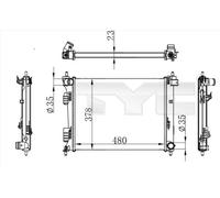 Radiateur d'eau ailettes jointes mécaniquement 717-0001 TYC pour KIA HYUNDAI